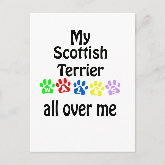 Scottish Terrier Walks Design Postkarte (Vorderseite)