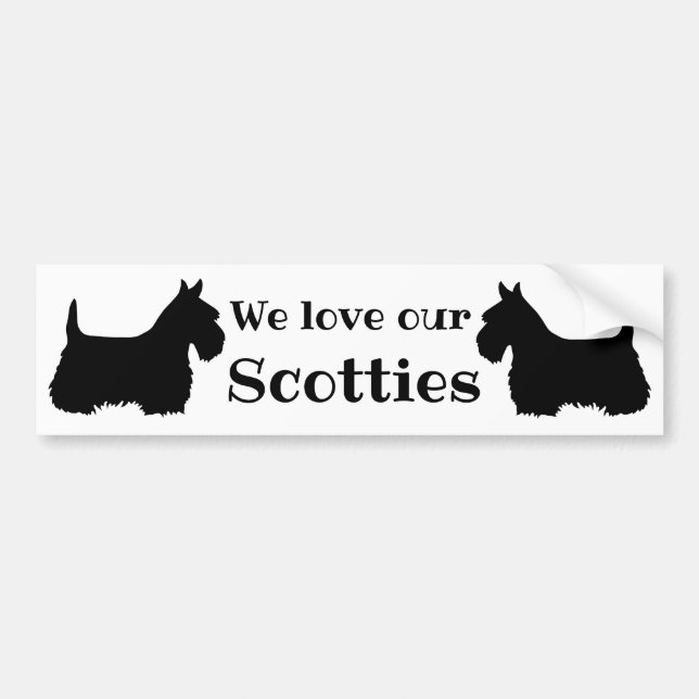 Scottish Terrier, We Liebe our Scotties, 2 Scottie Autoaufkleber (Vorne)