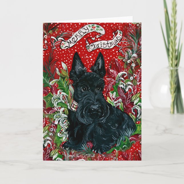 Scottish-Terrier-Weihnachten Feiertagskarte (Vorderseite)