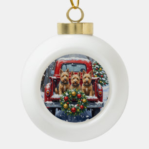 Scottish Terrier Weihnachten Roter LKW Urlaub Keramik Kugel-Ornament