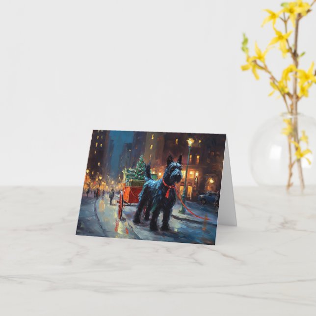 Scottish Terrier Weihnachtsfeiersaison Karte (Gelbe Blume)