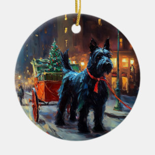 Scottish Terrier Weihnachtsfeiersaison Keramik Ornament
