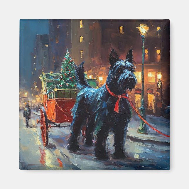Scottish Terrier Weihnachtsfeiersaison Magnet (Vorne)