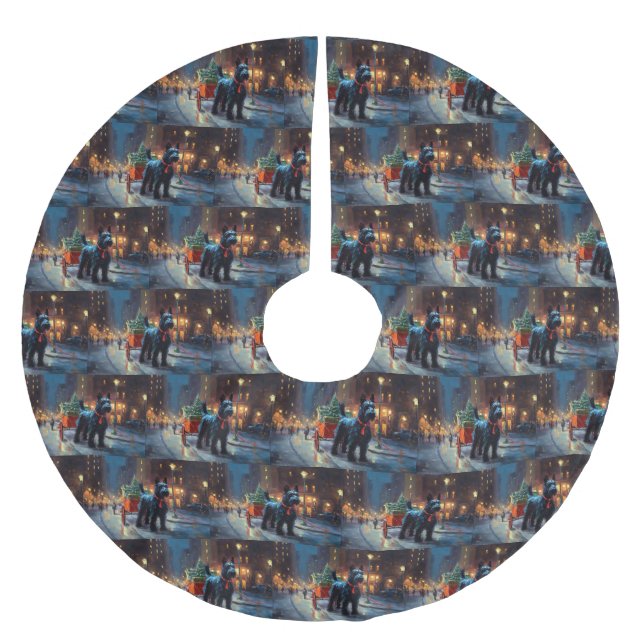 Scottish Terrier Weihnachtsfeiersaison Polyester Weihnachtsbaumdecke (Vorderseite)