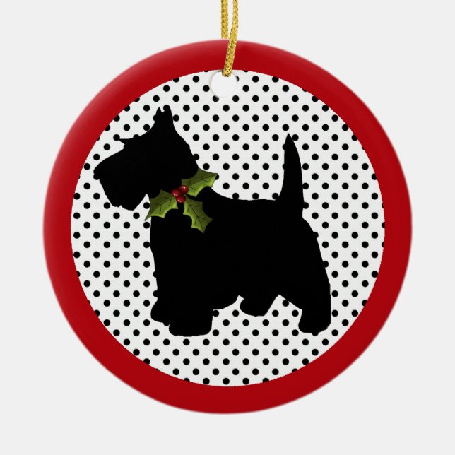 Scottish-Terrier-Weihnachtsscottie-Hund Keramik Ornament (Vorne)