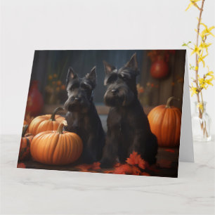 Scottish Terrier Welpe Herbstfreude Kürbis Karte
