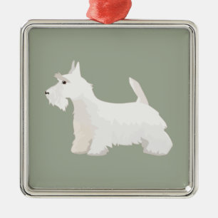 Scottish Terrier Wheaten Basic Breed Sihouette Ornament Aus Metall