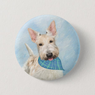 Scottish Terrier Wheaten Dog Malerei Original Art Button