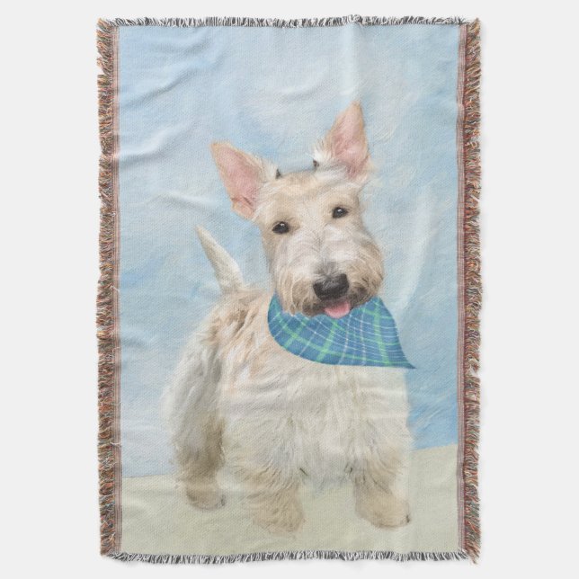 Scottish Terrier Wheaten Dog Malerei Original Art Decke (Vorderseite Vertikal)