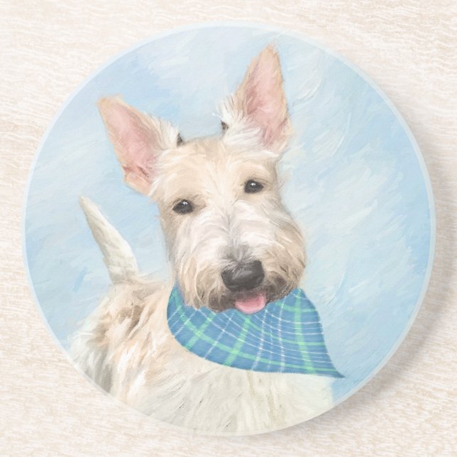 Scottish Terrier Wheaten Dog Malerei Original Art Getränkeuntersetzer (Vorne)