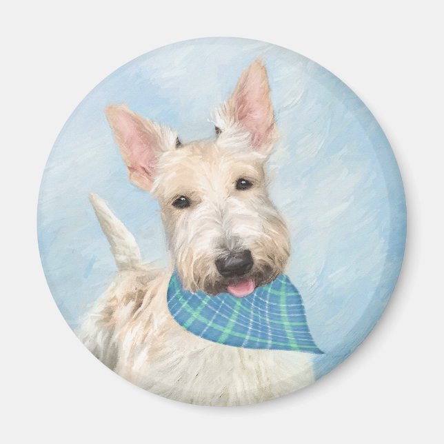 Scottish Terrier Wheaten Dog Malerei Original Art Magnet (Vorne)
