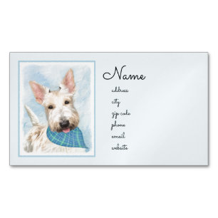 Scottish Terrier Wheaten Dog Malerei Original Art Magnetische Visitenkarte
