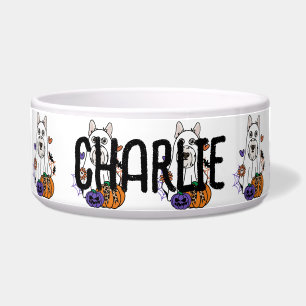 Scottish Terrier White, Scotti Halloween Ghost Dog Napf