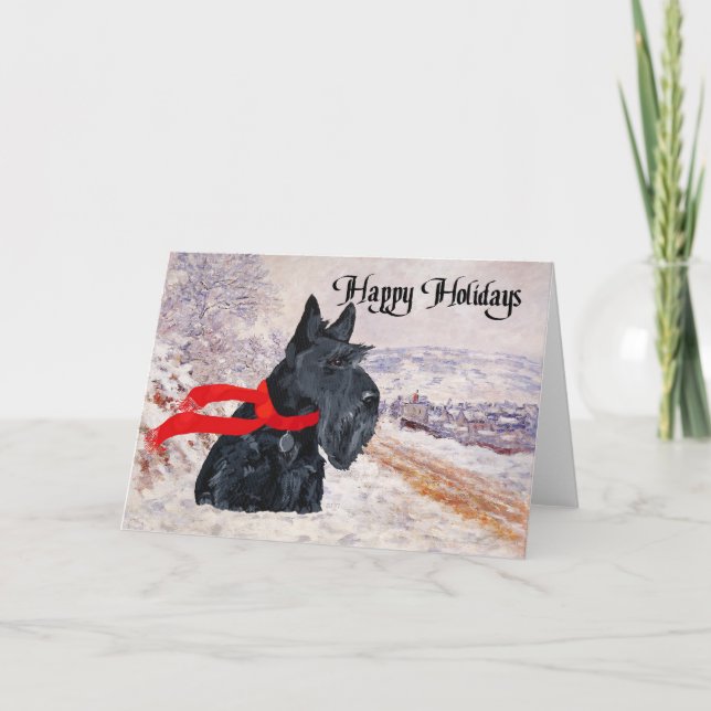 Scottish Terrier Winter Holiday Feiertagskarte (Vorderseite)