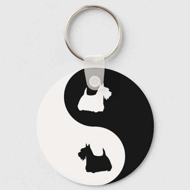 Scottish Terrier Yin Yang Schlüsselanhänger (Vorderseite)
