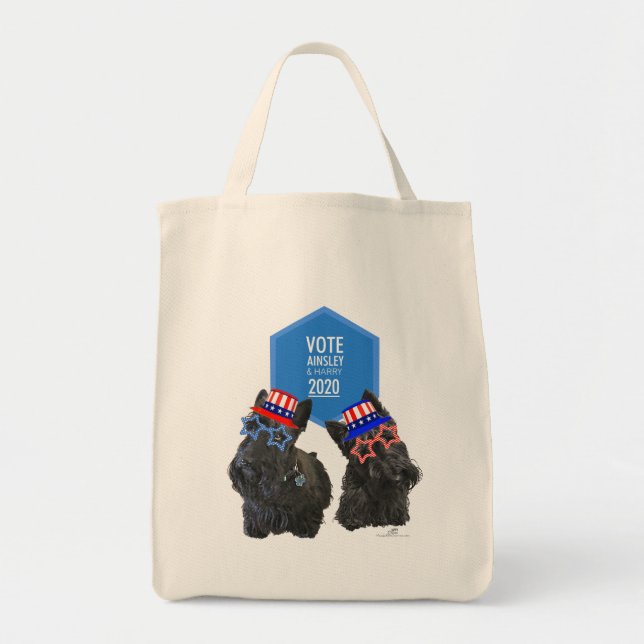 Scottish Terriers Ainsley und Harry VOTE Tragetasche (Vorne)