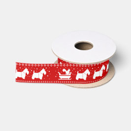 Scottish Terriers Dogs Christmas Sleigh Holiday Satinband
