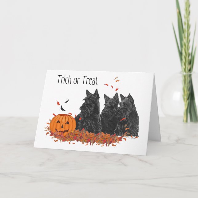 Scottish Terriers Halloween Karte (Vorderseite)