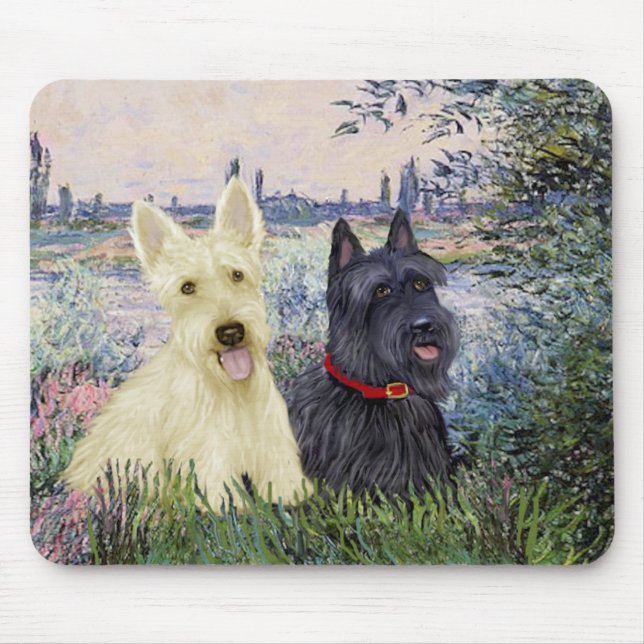 Scottish Terriers (Two-BW) - By the Seine Mousepad (Vorne)
