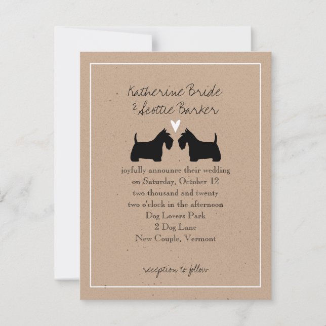 Scottish Terriers Wedding Einladung (Vorderseite)