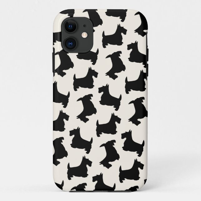 Scottish-Terrierscottie-Hundemuster-Schwarzes Case-Mate iPhone Hülle (Rückseite)