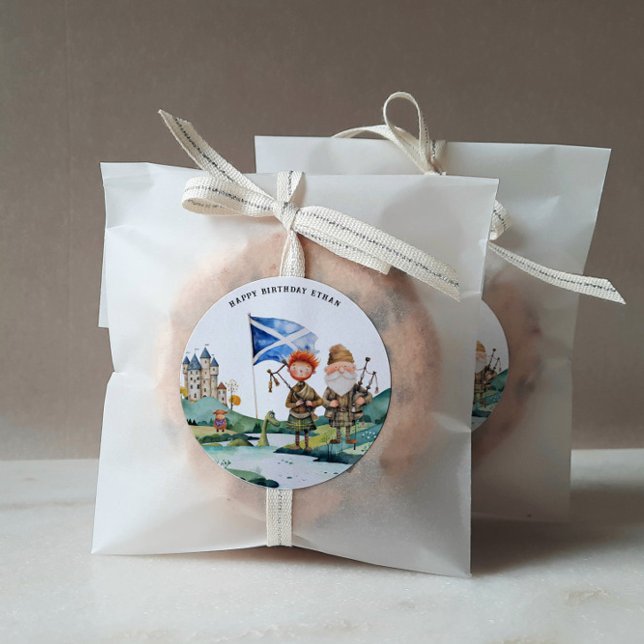 Scottish Themed Birthday Party Runder Aufkleber (Von Creator hochgeladen)