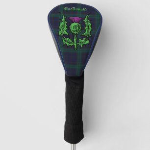 Scottish Thistle auf Dark Tartan Individuelle Name Golf Headcover