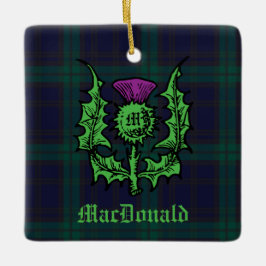 Scottish Thistle auf Dark Tartan Individuelle Name Keramikornament