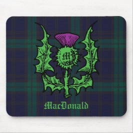 Scottish Thistle auf Dark Tartan Individuelle Name Mousepad