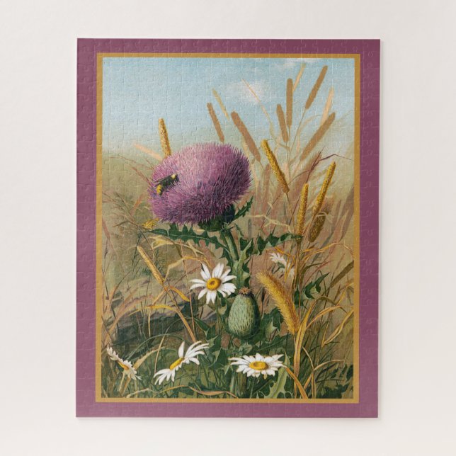 Scottish Thistle Blume Vintag Picture Puzzle (Vertikal)
