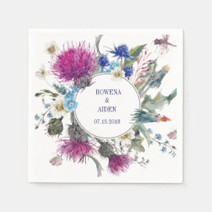 Scottish Thistle Floral Wedding Paper Napkins Serviette