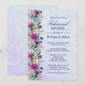 Scottish Thistle Floral Wedding Probe Dinner Einladung