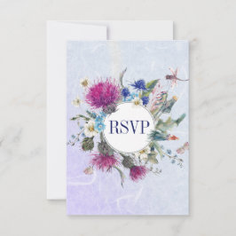 Scottish Thistle Floral Wedding RSVP Karte