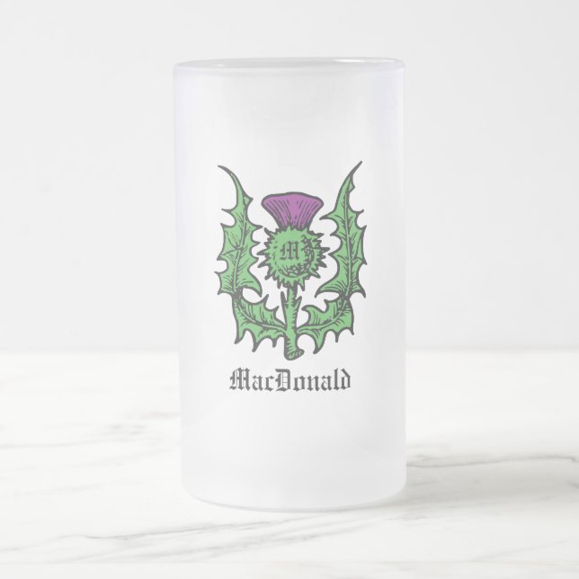 Scottish Thistle Individuelle Name Mattglas Bierglas (Mittel)