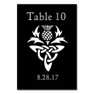 Scottish Thistle Initials - Table card - Black Tischnummer