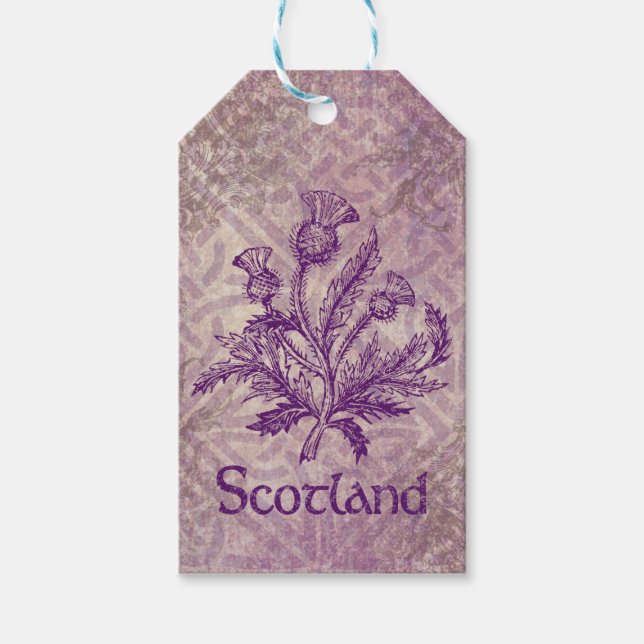 Scottish Thistle Lila Celtic Knot Geschenkanhänger (Vorderseite)