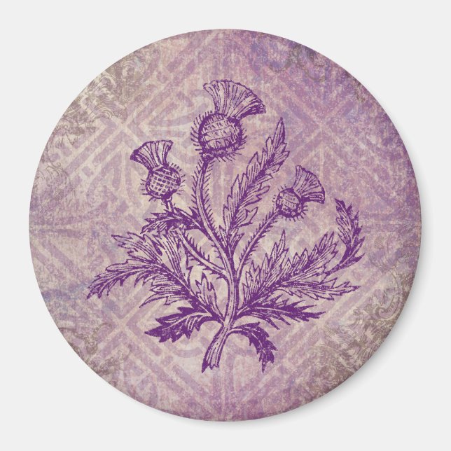 Scottish Thistle Lila Celtic Knot Magnet (Vorne)