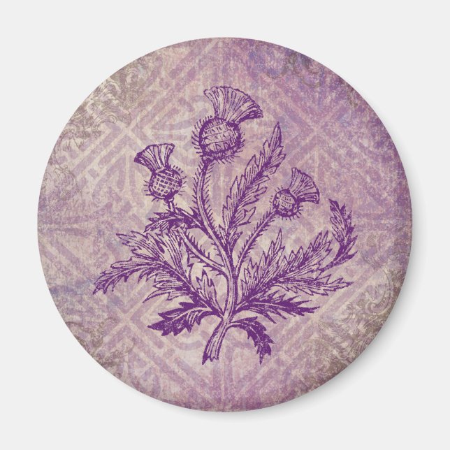 Scottish Thistle Lila Celtic Knot Magnet (Vorne)