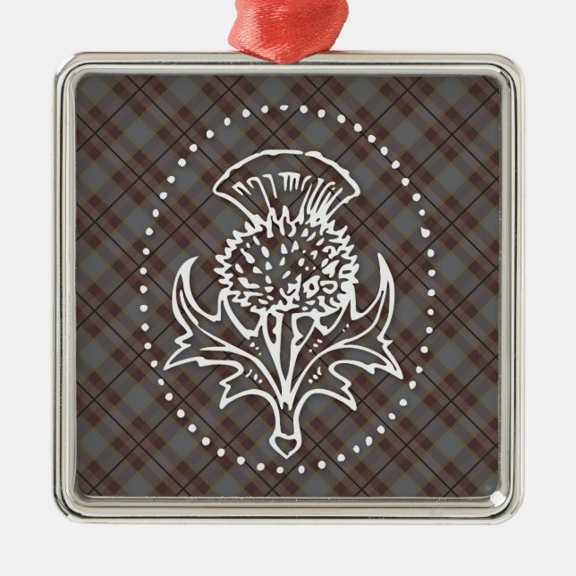 Scottish Thistle Square Ornament Aus Metall (Vorne)
