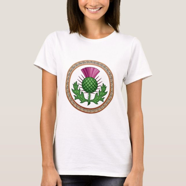 Scottish Thistle Symbol Abzeichen T-Shirt (Vorderseite)