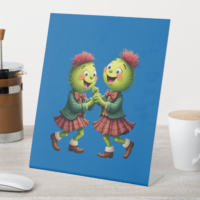 Scottish Thistles Wear Kariert Dancing Ceilidh Sockelschild (In Situ)