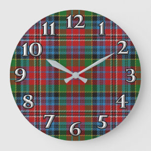 Scottish Time Accents Clan Kidd Tartan Große Wanduhr