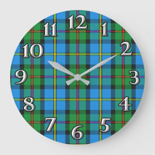 Scottish Time Accents Clan MacLeod Harris Tartan Große Wanduhr