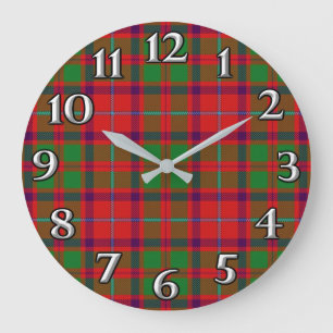 Scottish Time Accents Clan Shaw Tartan Große Wanduhr