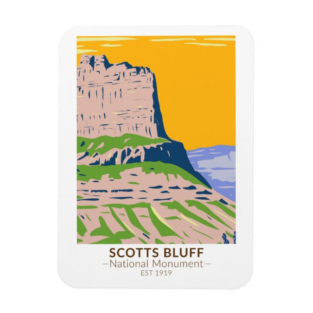 Scotts Bluff National Monument Nebraska Vintag Magnet (Vertikal)
