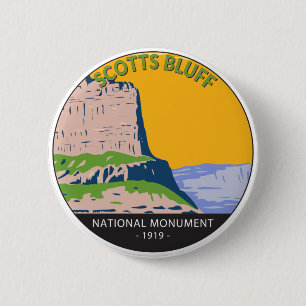 Scotts Bluff National Monument Nebraska Vintage Button