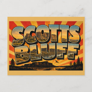 Scotts Bluff Nebraska Fluss Prärie Sandstein Kunst Postkarte