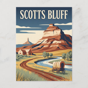 Scotts Bluff Nebraska Pionier Retro Vintage Poster Postkarte