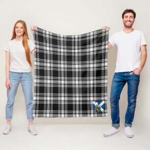 Scotts Menzies Black & White Moderner Tartan Karie Fleecedecke