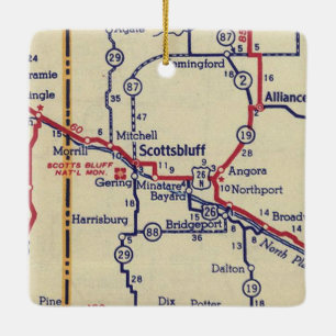 Scottsbluff NE Vintag Map Keramikornament